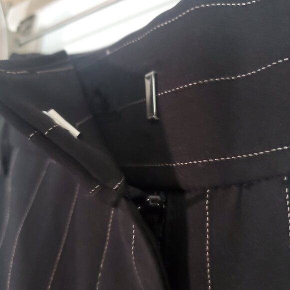 H&M Vintage Trousers 4 Black Striped Flare Leg Business Casual Academia Work - Picture 6 of 14